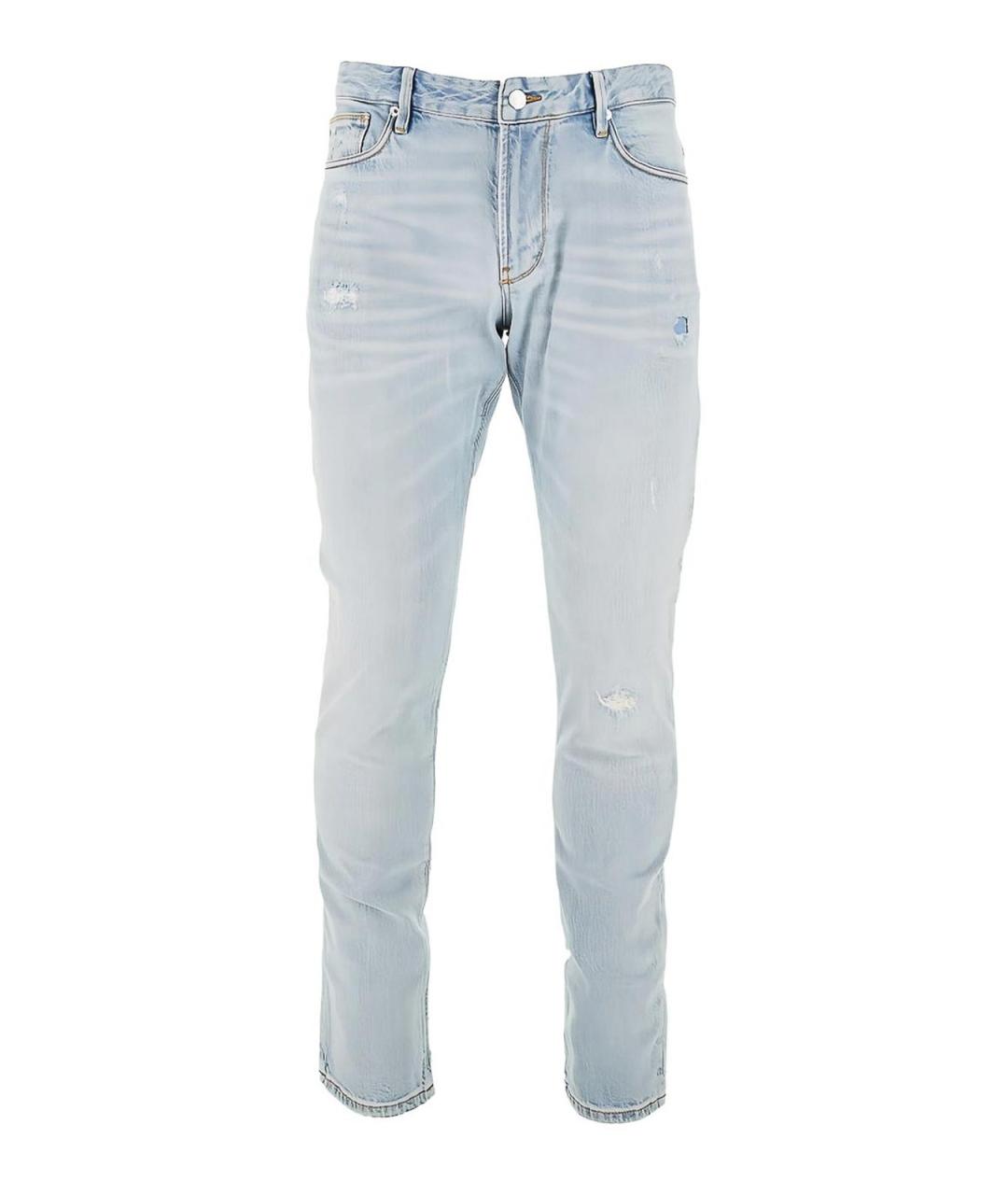 EMPORIO ARMANI Голубые хлопковые джинсы скинни, фото 1