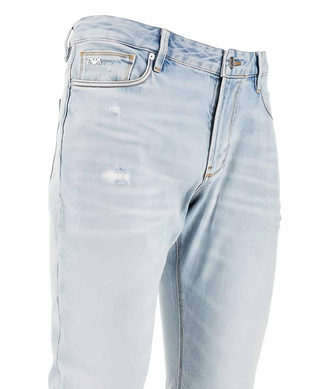EMPORIO ARMANI Голубые хлопковые джинсы скинни, фото 2