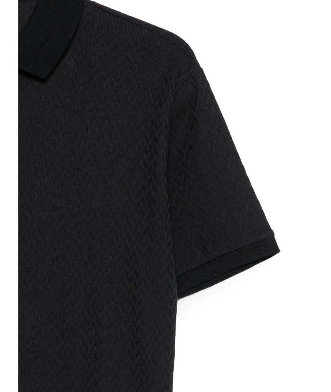 EMPORIO ARMANI Темно-синее хлопковое поло с коротким рукавом, фото 3