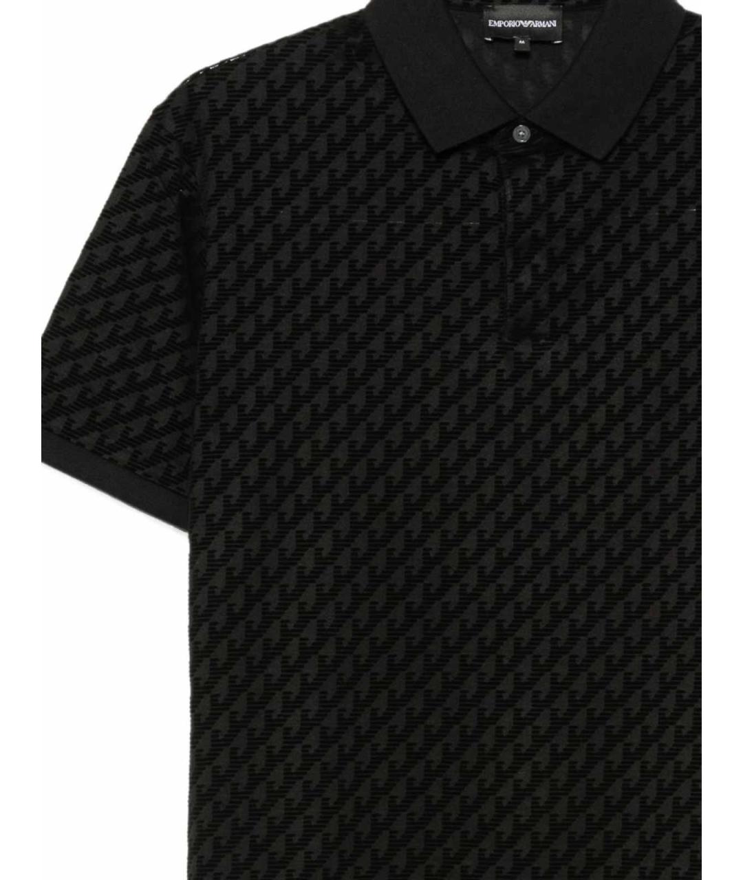 EMPORIO ARMANI Черное хлопковое поло с коротким рукавом, фото 3