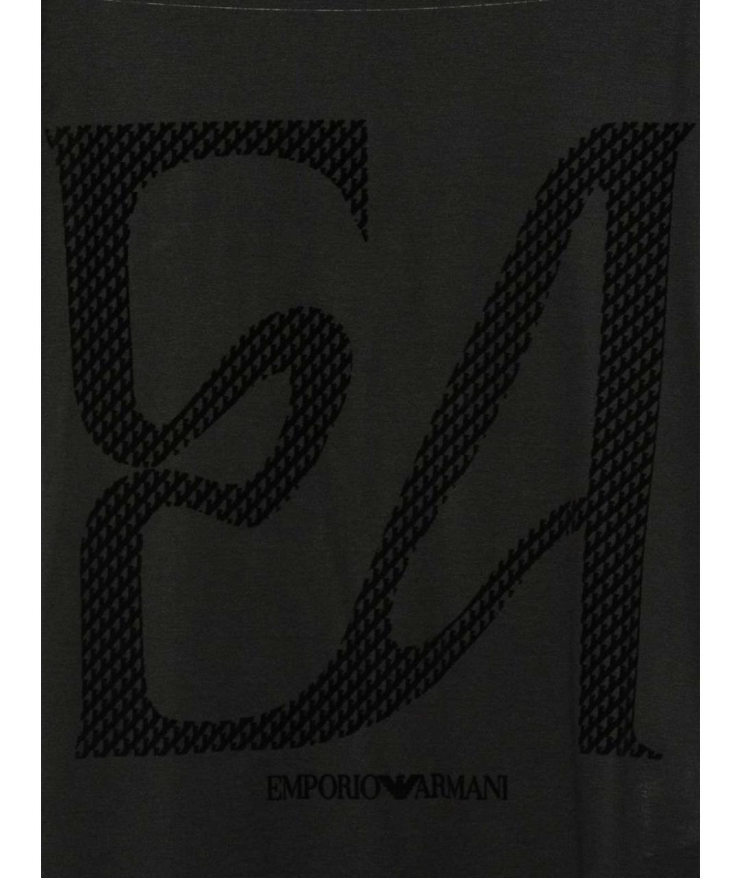 EMPORIO ARMANI Черная хлопковая футболка, фото 3