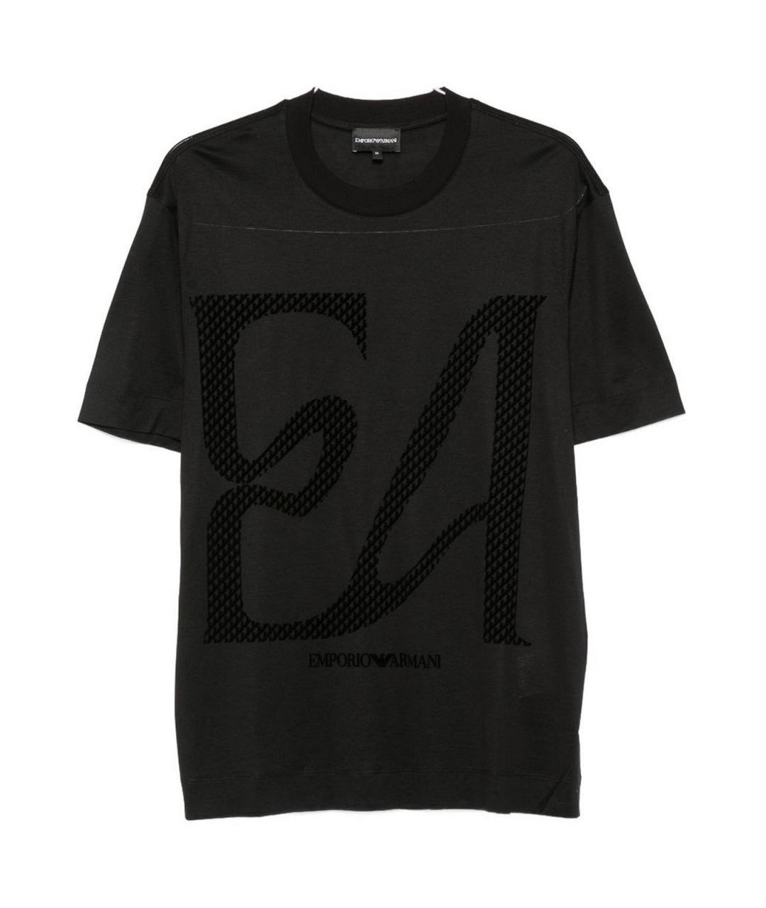EMPORIO ARMANI Черная хлопковая футболка, фото 1