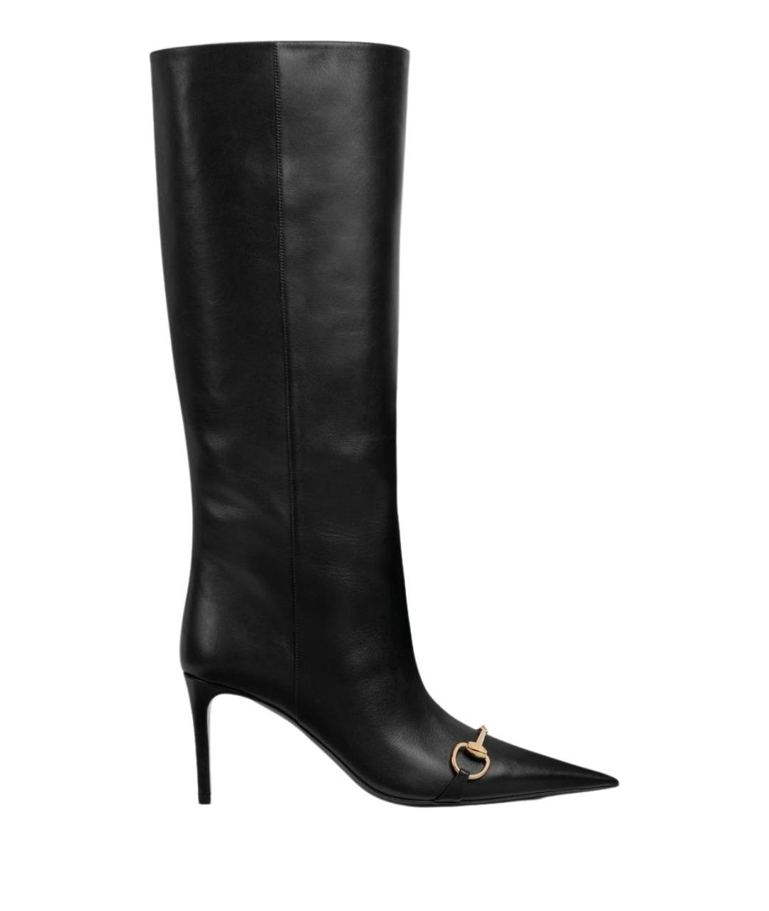 GUCCI Черные кожаные сапоги, фото 1