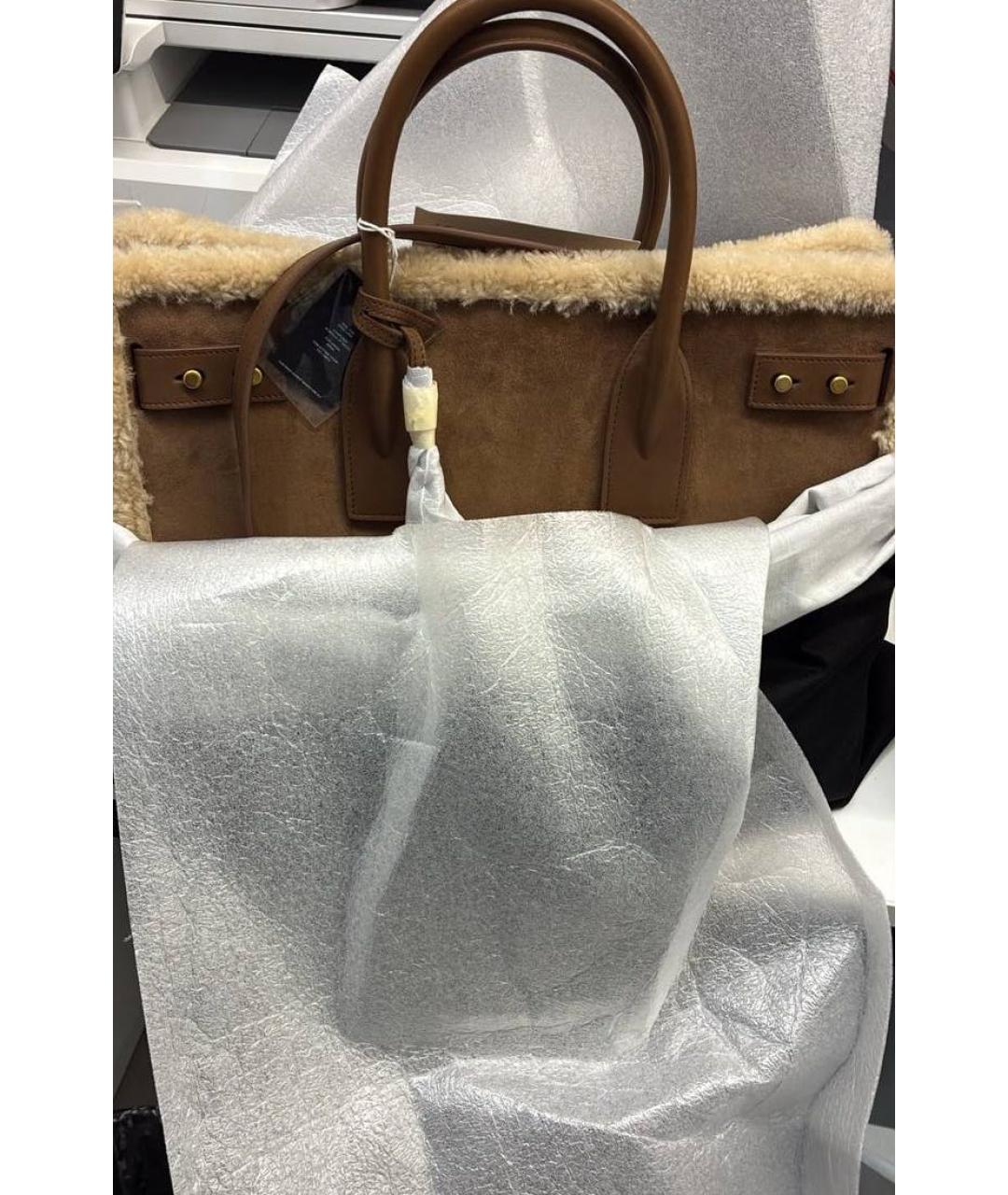 SAINT LAURENT Замшевая сумка тоут, фото 7