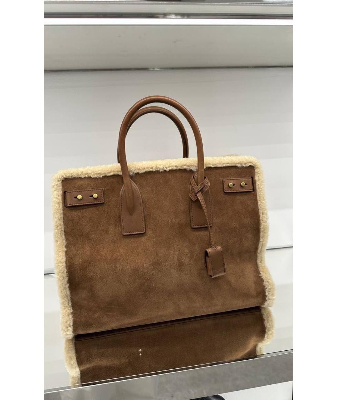SAINT LAURENT Замшевая сумка тоут, фото 3