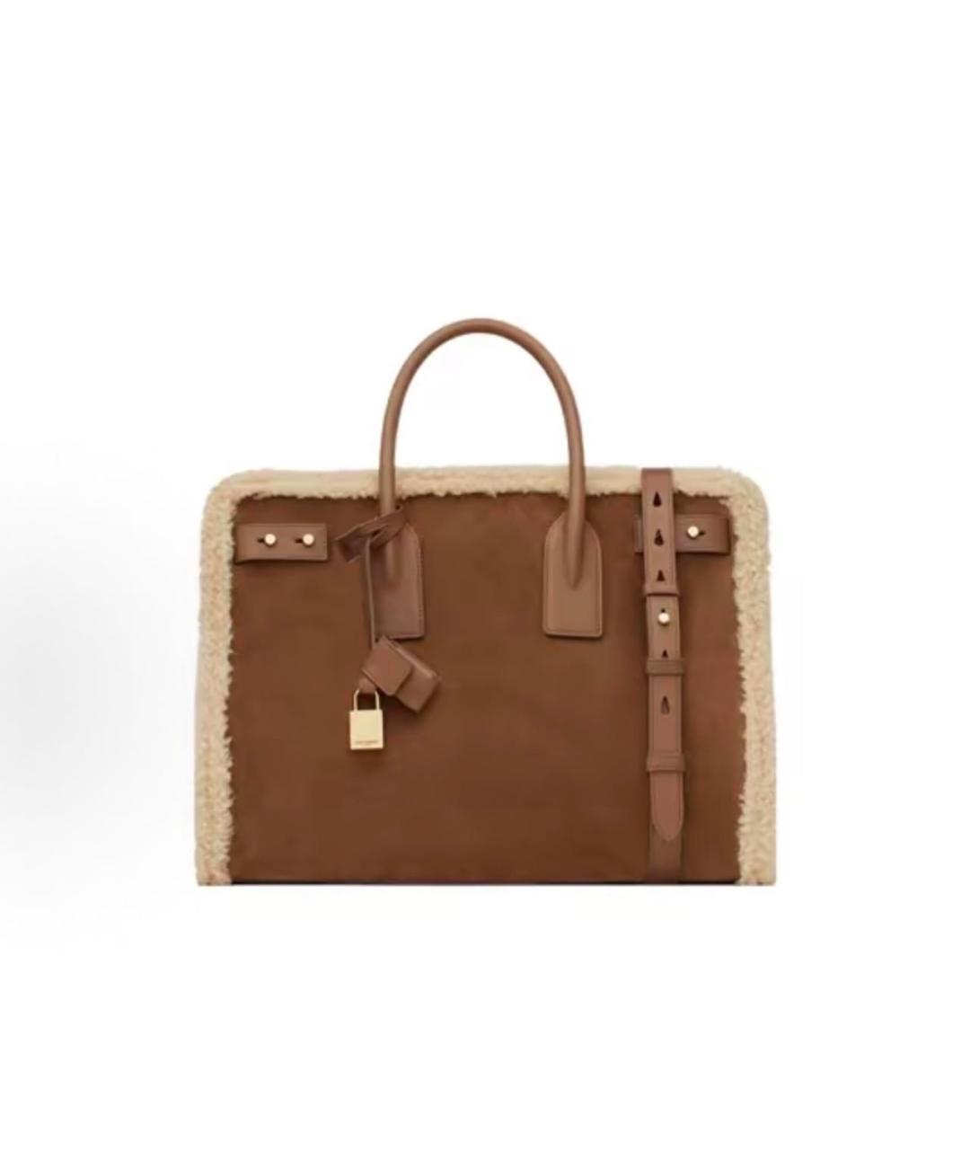 SAINT LAURENT Замшевая сумка тоут, фото 9