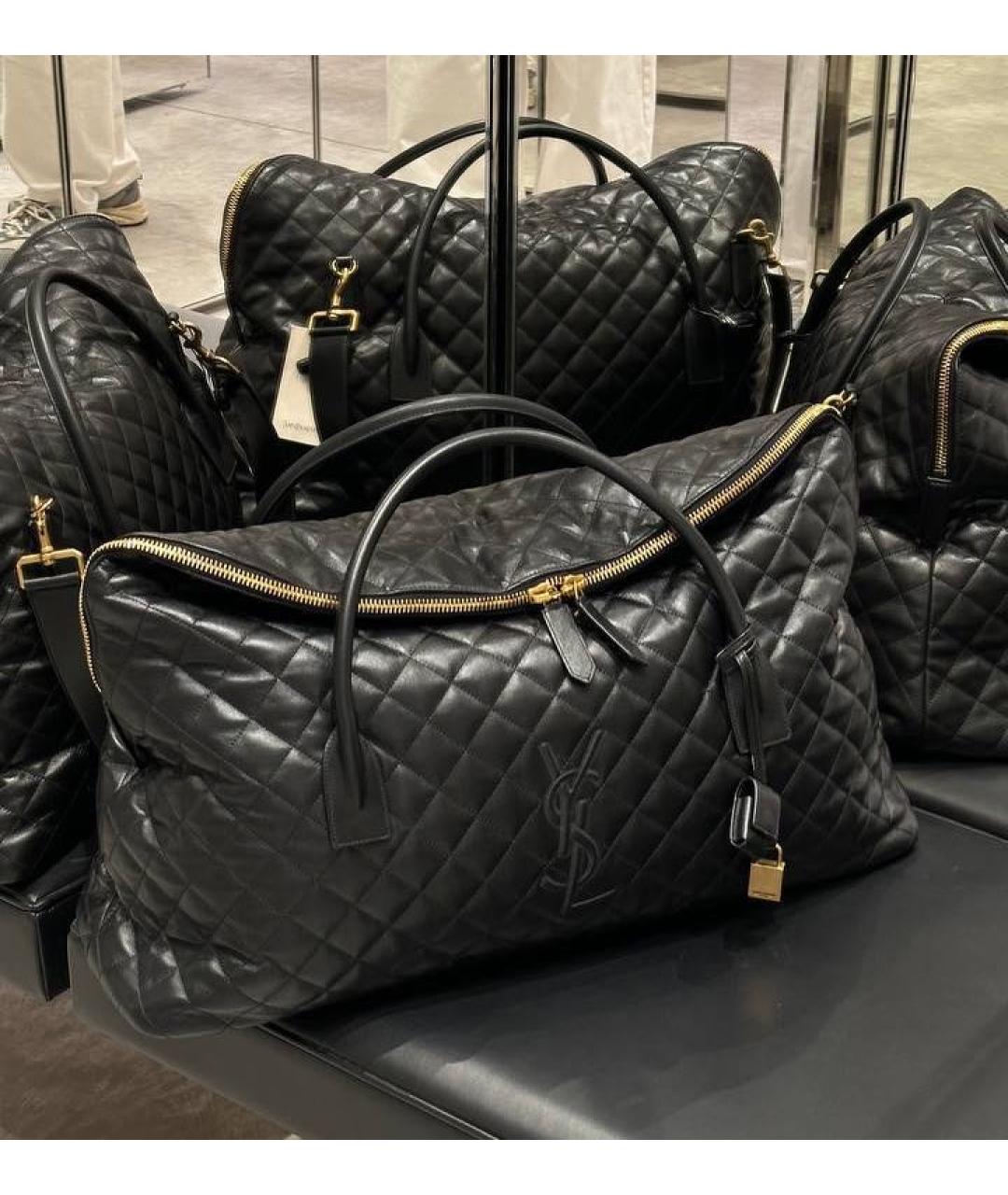 SAINT LAURENT Черная кожаная дорожная/спортивная сумка, фото 2
