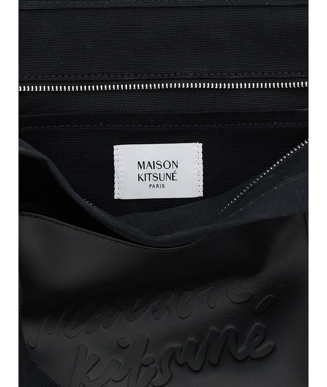 MAISON KITSUNE Черная хлопковая сумка тоут, фото 4