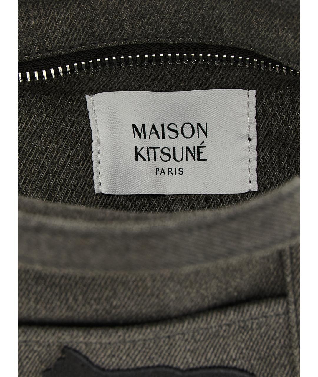 MAISON KITSUNE Серая хлопковая сумка тоут, фото 4