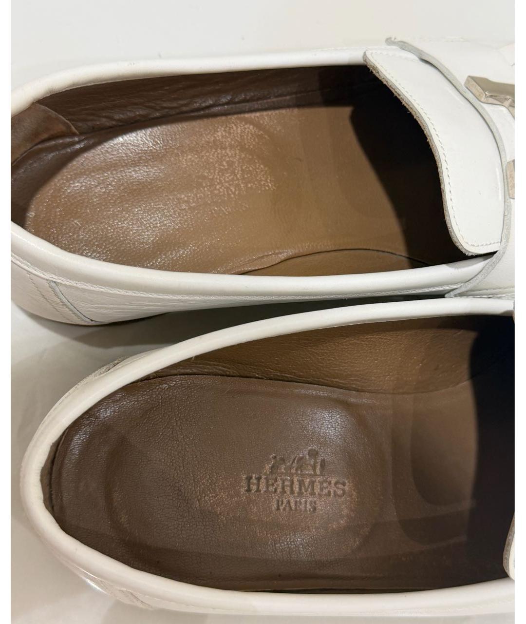 HERMES Белые кожаные лоферы, фото 7