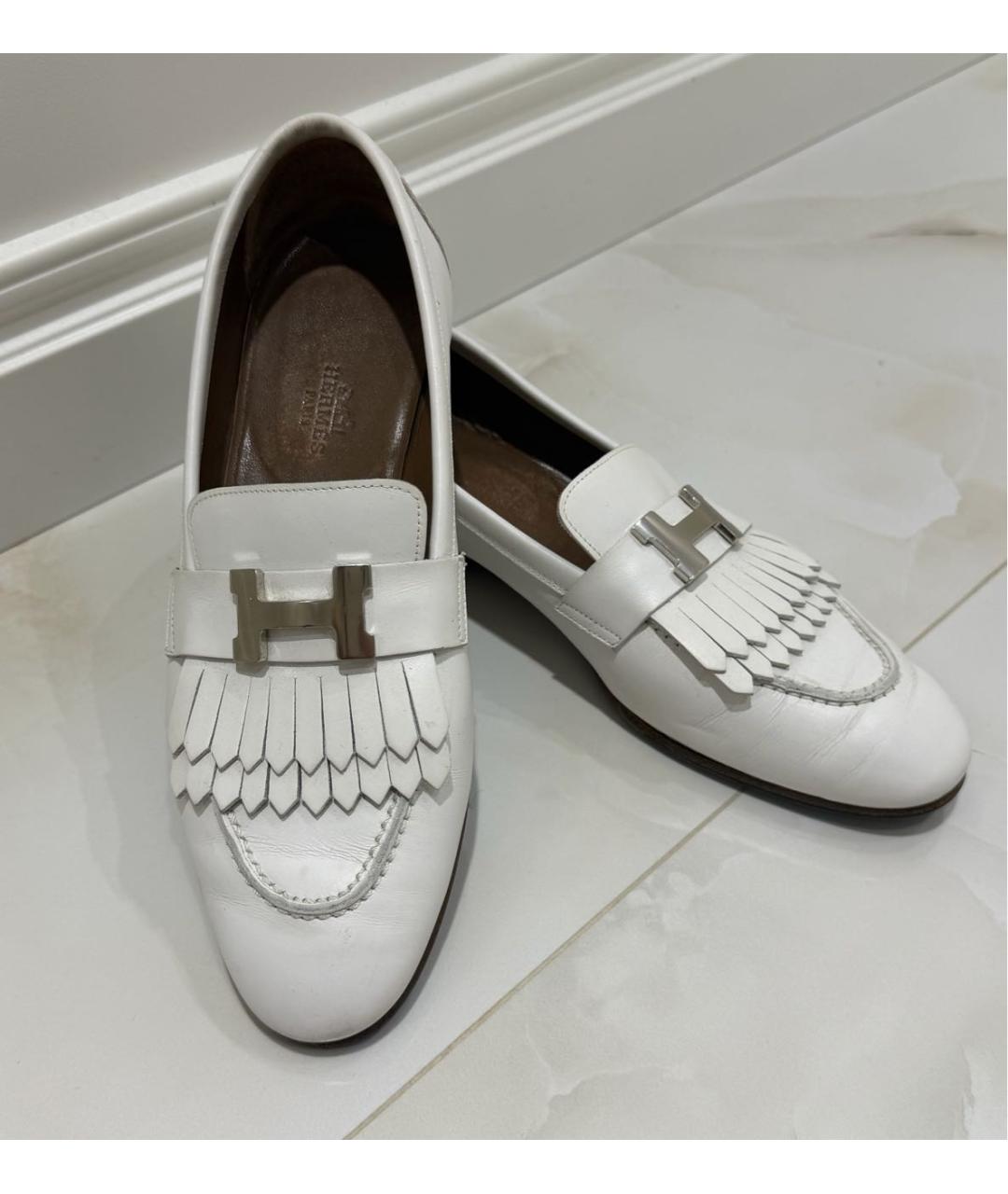 HERMES Белые кожаные лоферы, фото 2