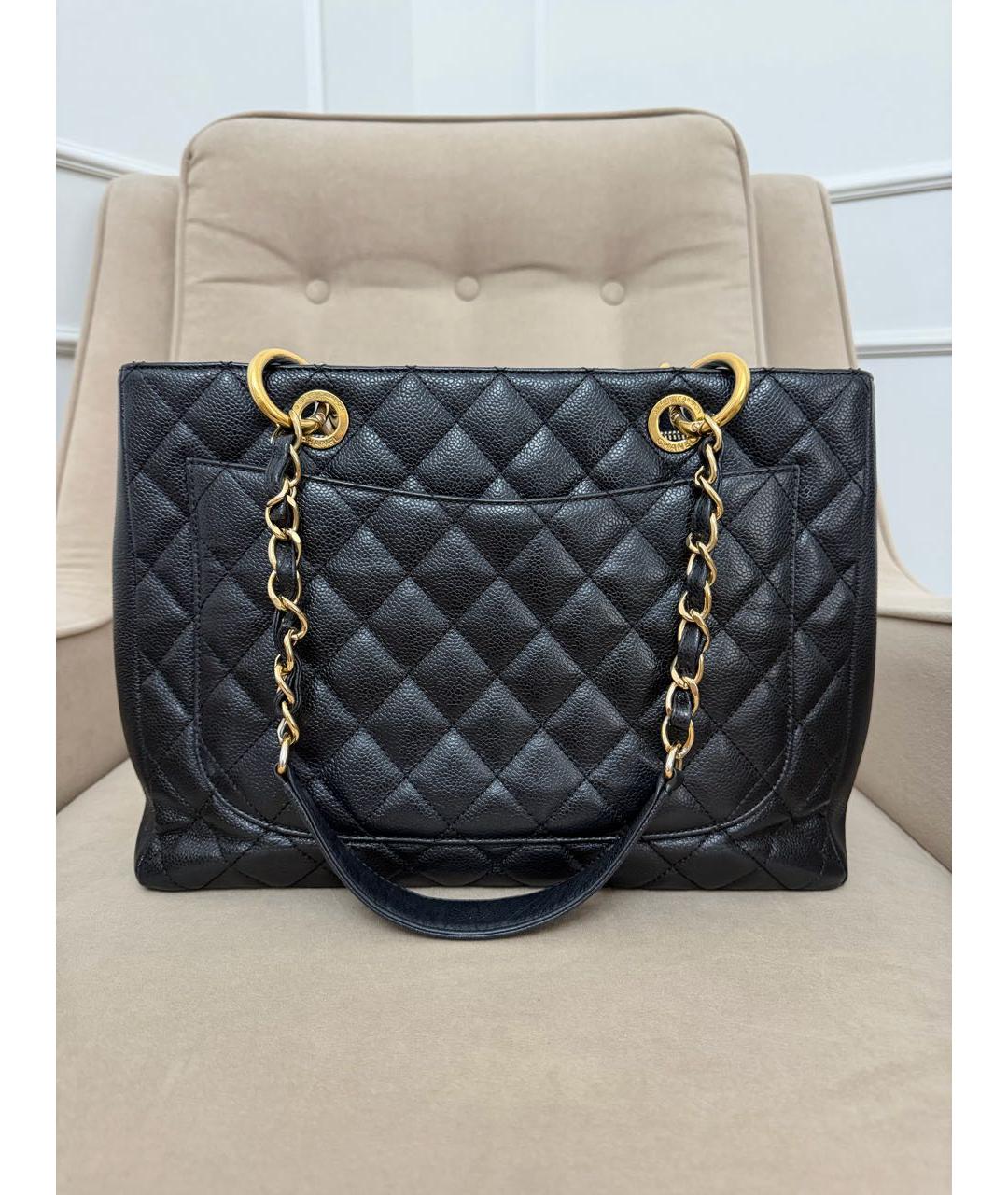 CHANEL Черная кожаная сумка тоут, фото 3