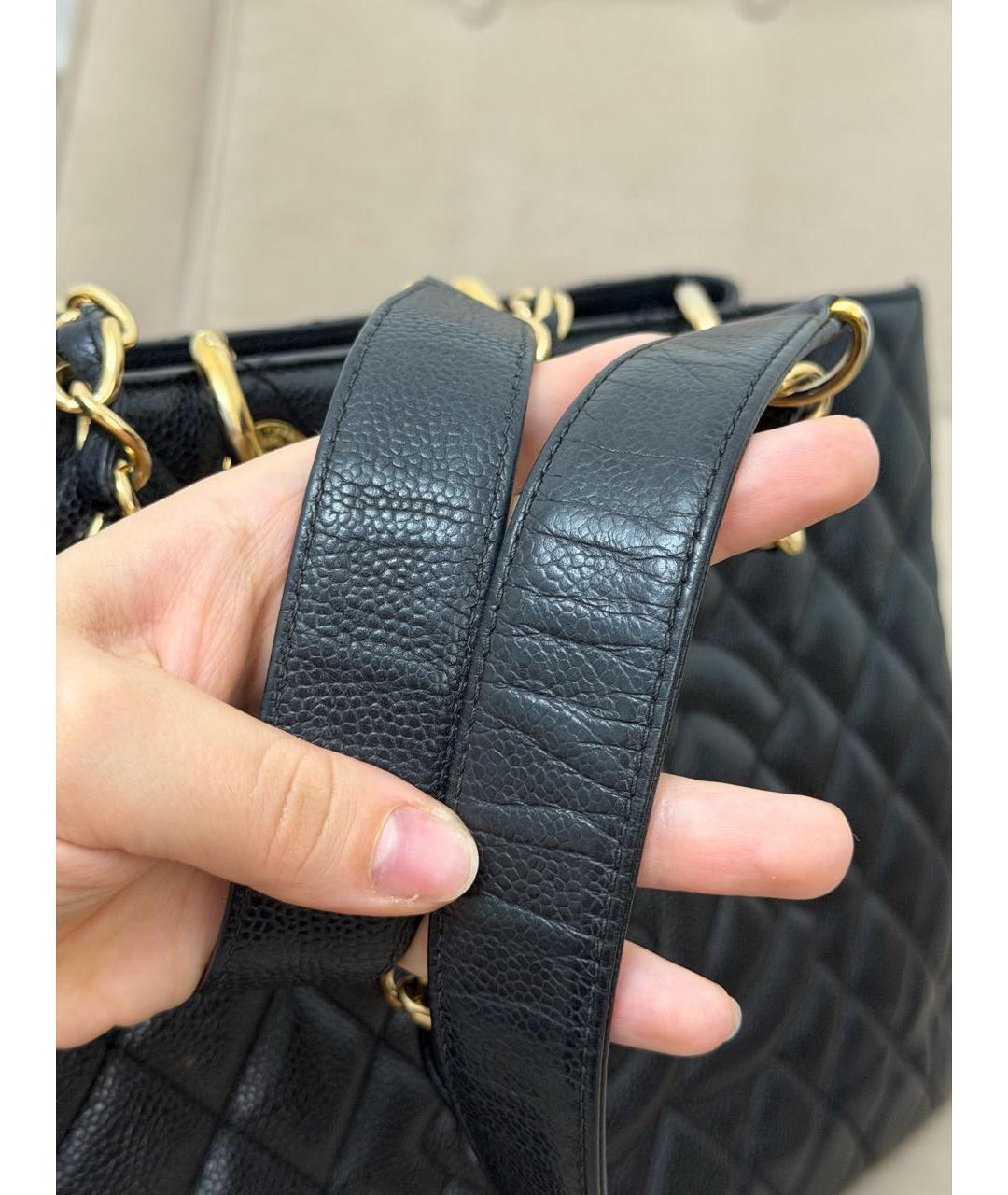 CHANEL Черная кожаная сумка тоут, фото 5