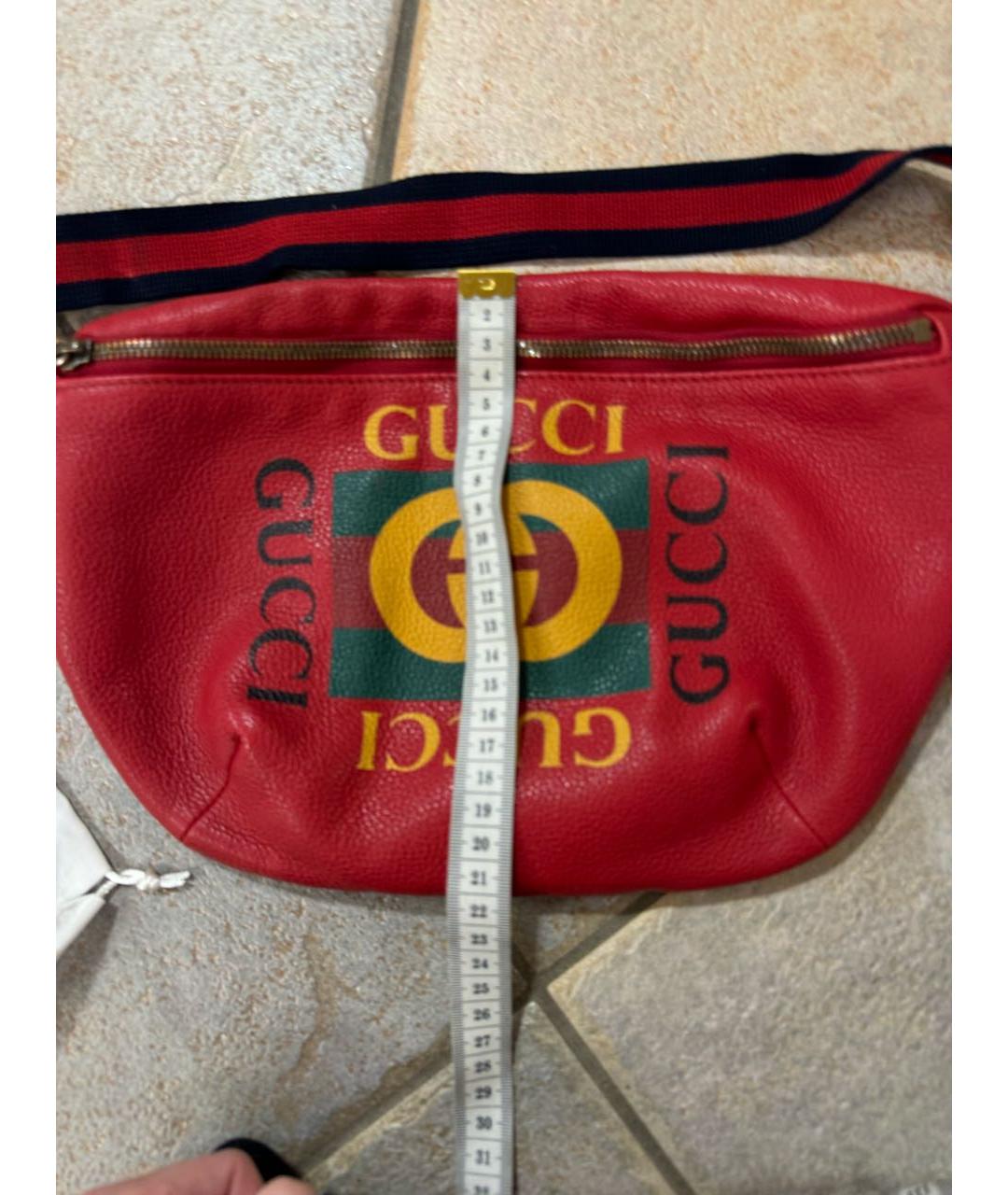 GUCCI Красная кожаная поясная сумка, фото 2