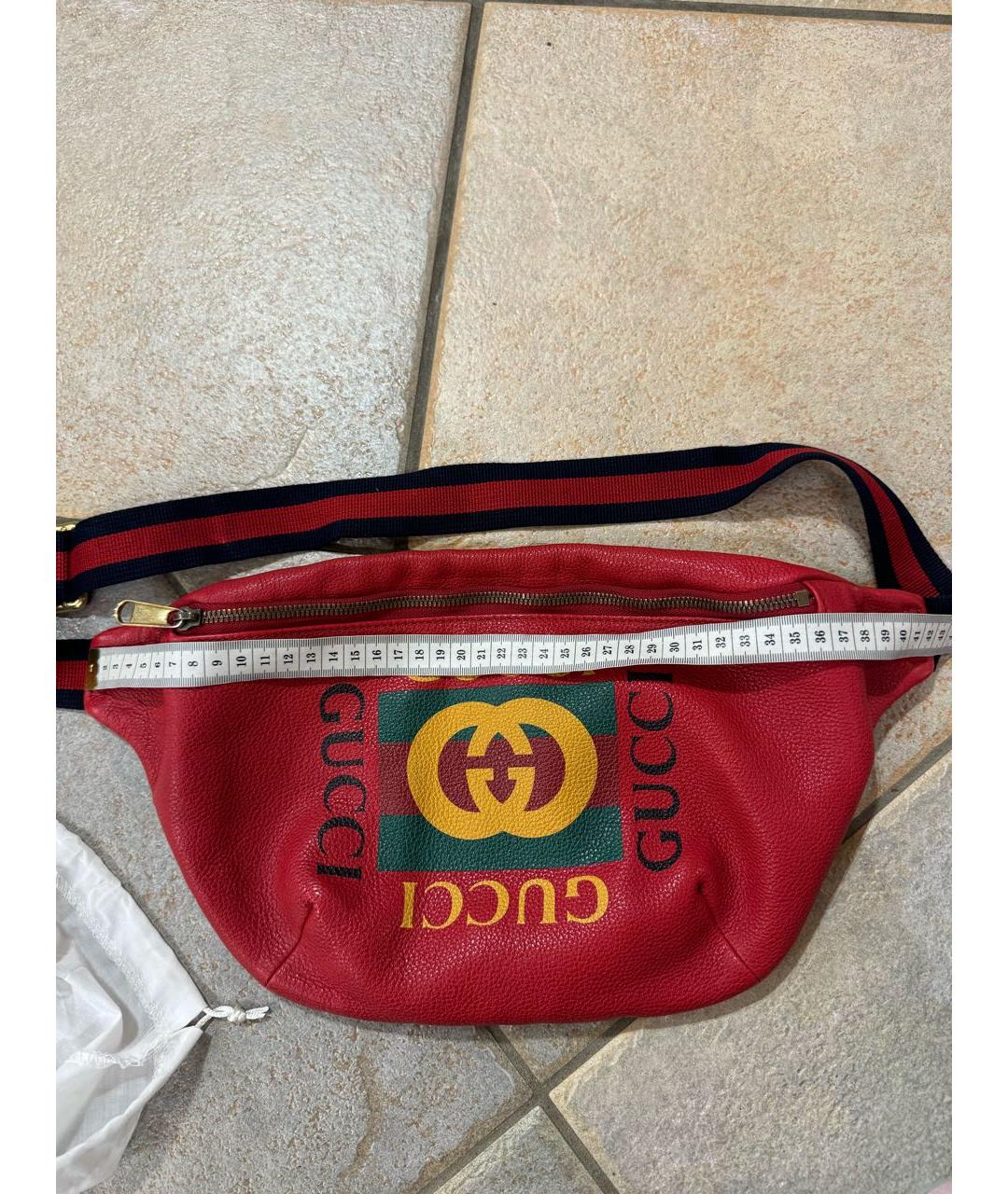GUCCI Красная кожаная поясная сумка, фото 4