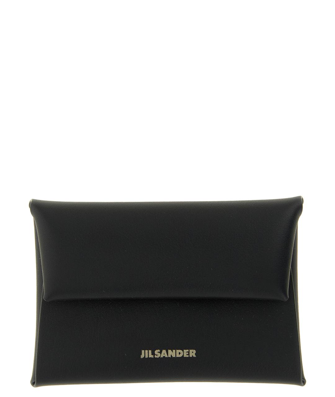 JIL SANDER Черный кожаный кошелек, фото 1