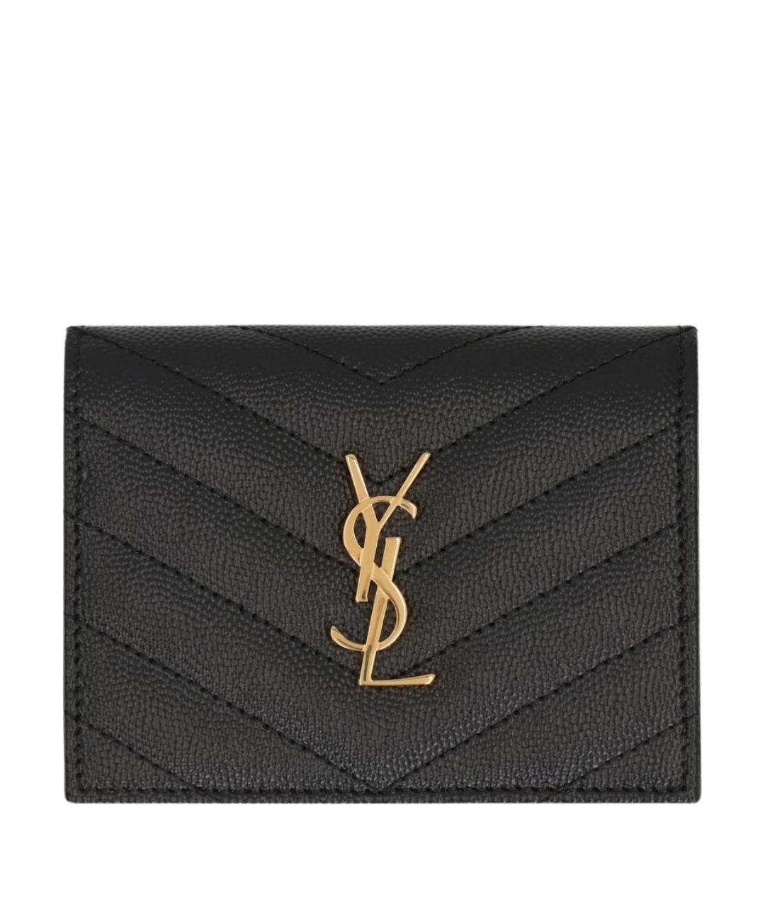 SAINT LAURENT Черный кожаный кошелек, фото 1