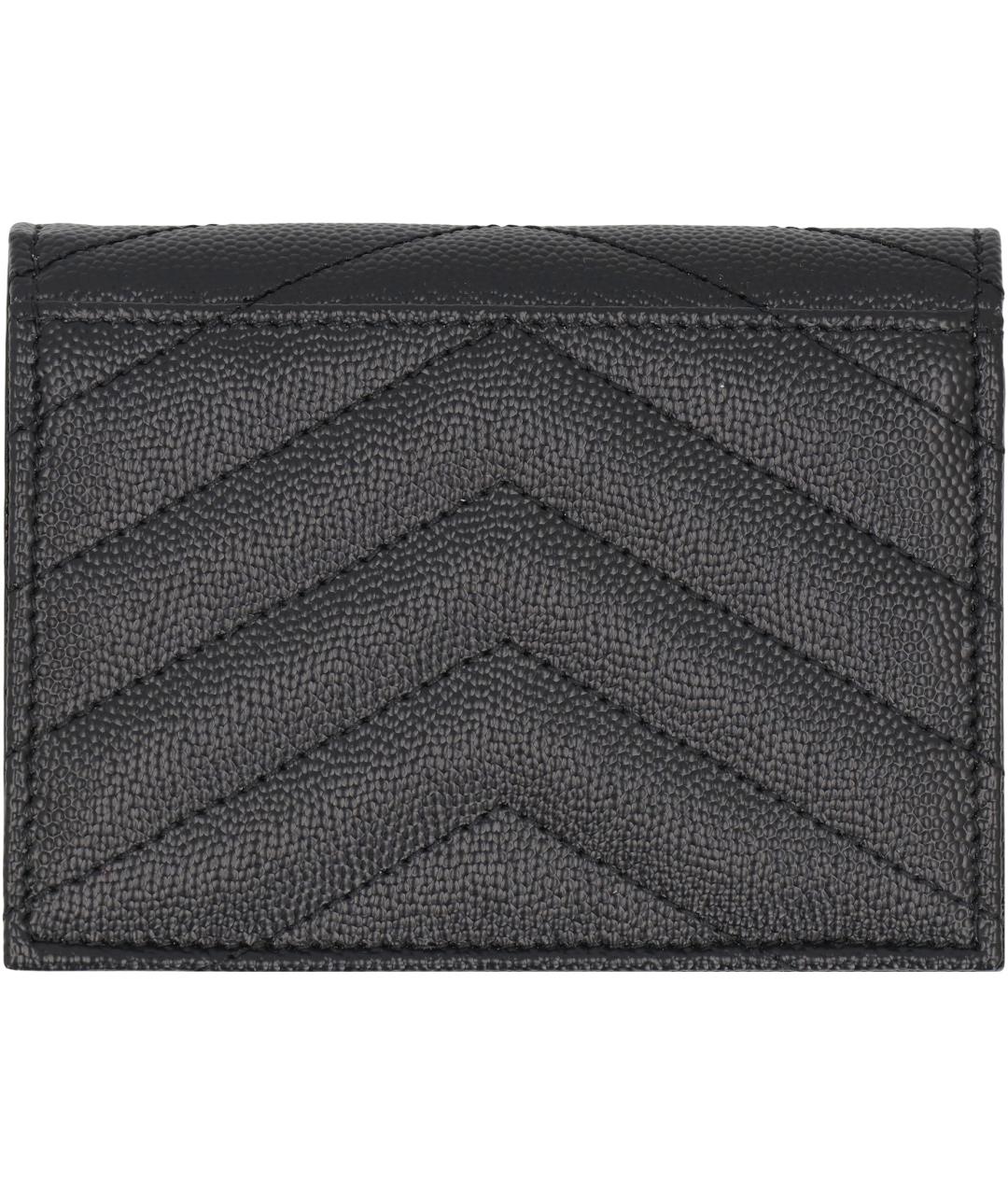 SAINT LAURENT Черный кожаный кошелек, фото 2