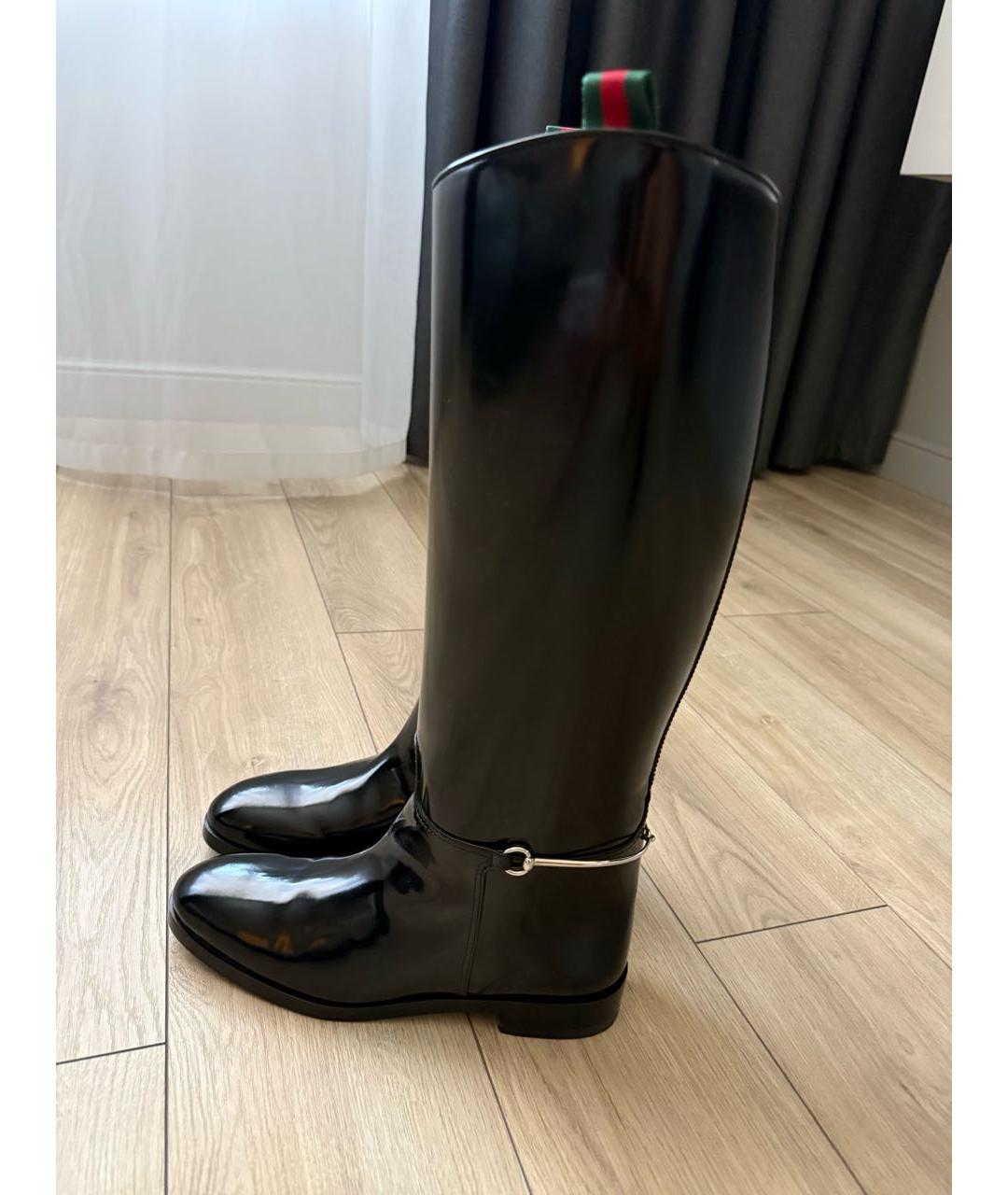 GUCCI Черные кожаные сапоги, фото 7