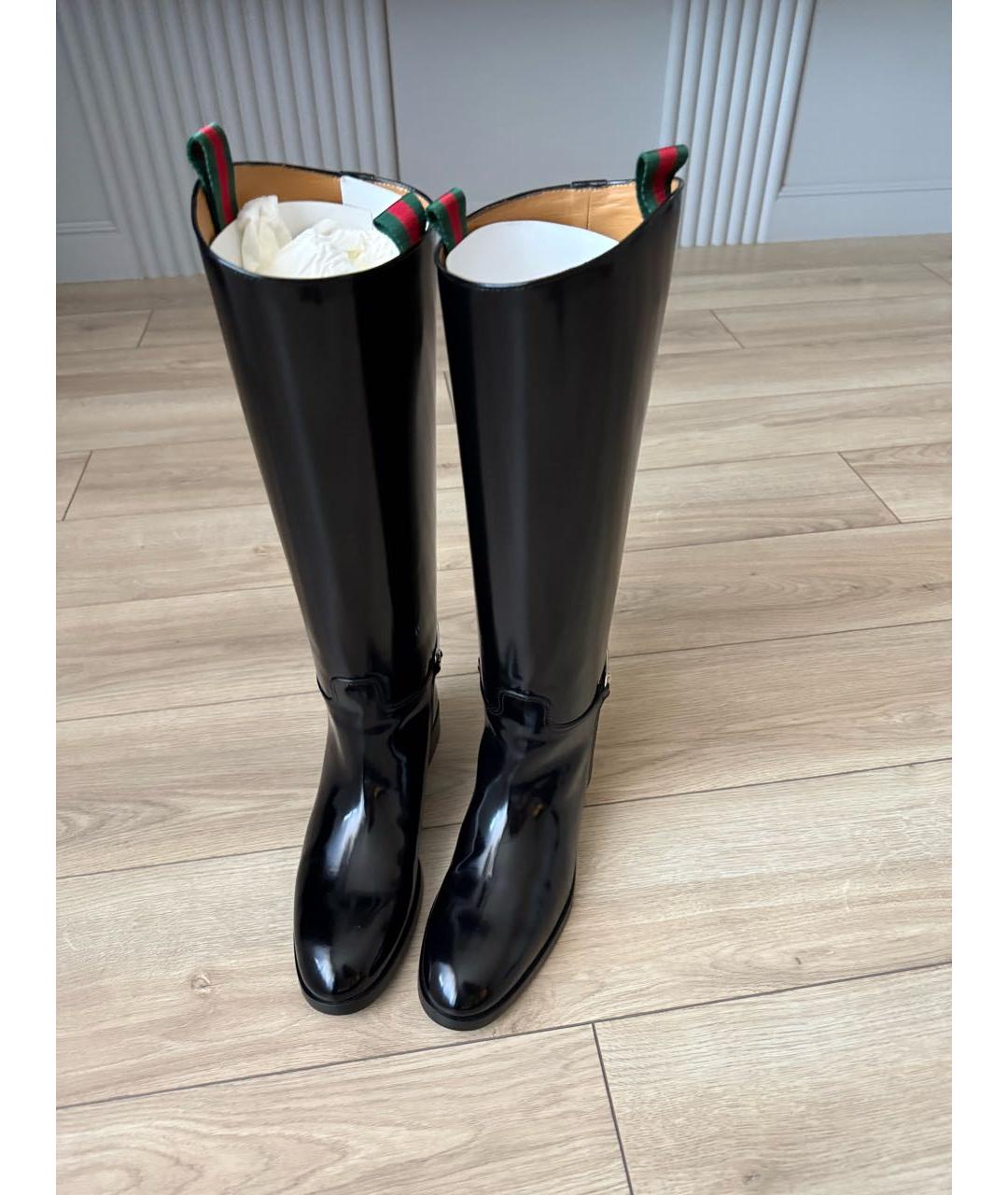 GUCCI Черные кожаные сапоги, фото 2