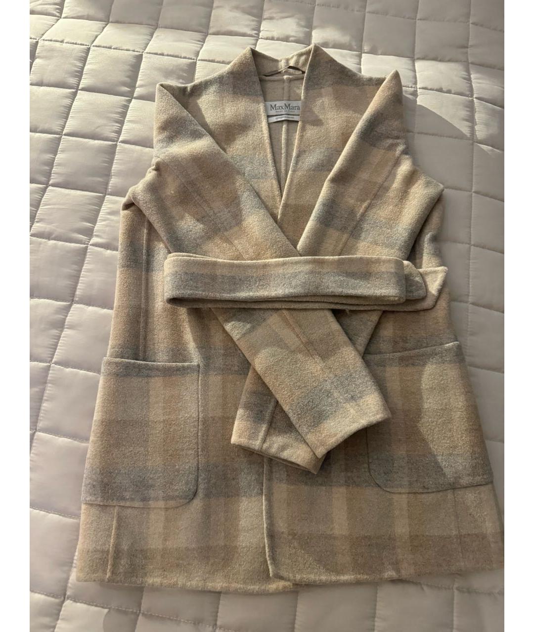 MAX MARA Бежевое шерстяное пальто, фото 7
