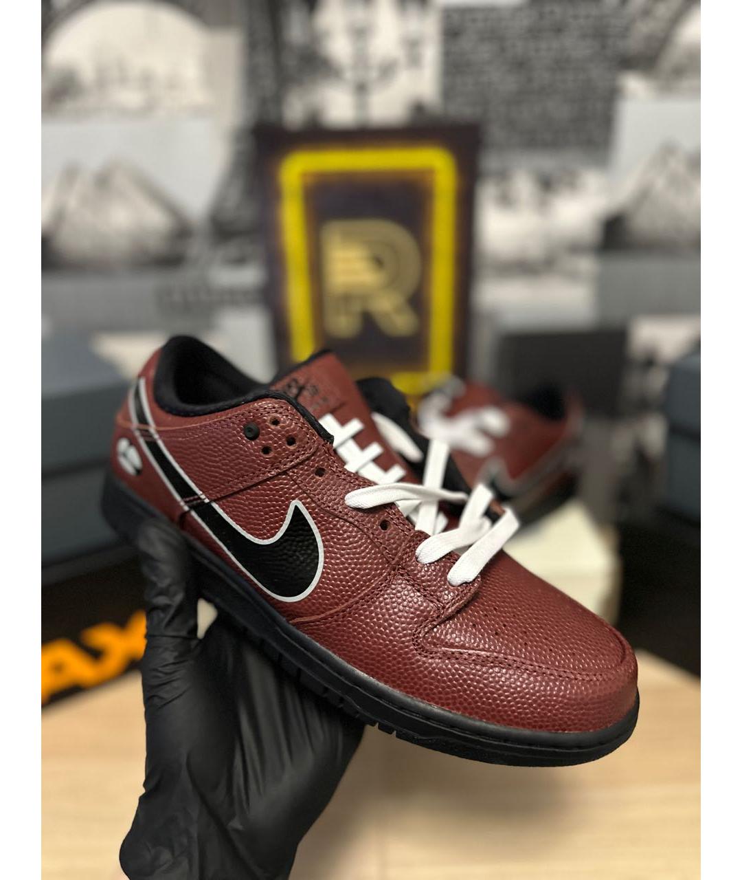 NIKE Коричневые кожаные низкие кроссовки / кеды, фото 2
