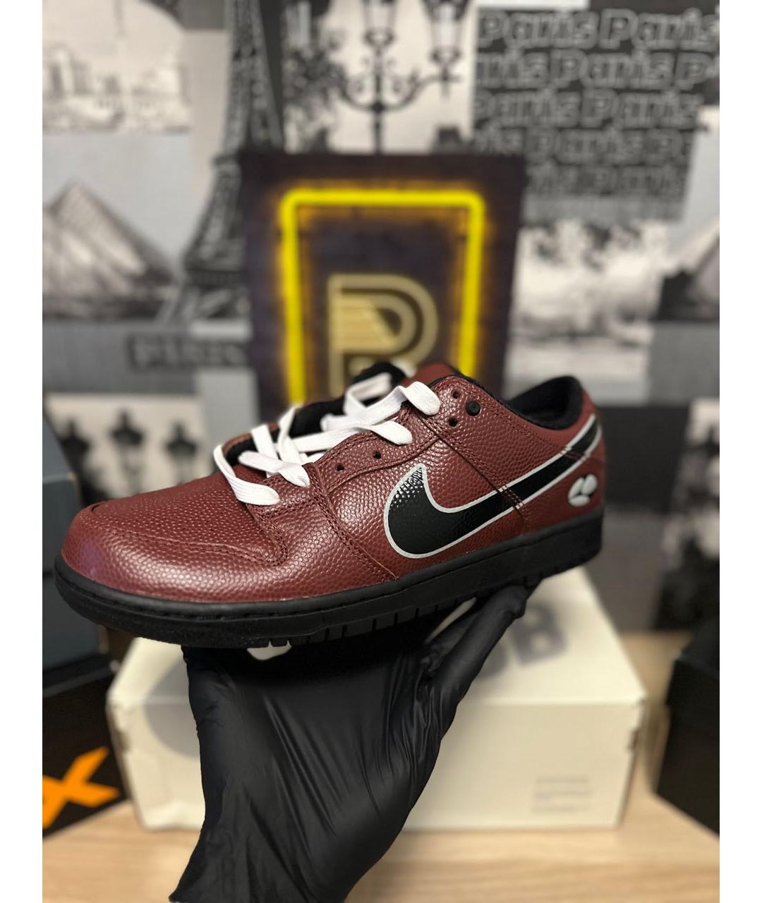 NIKE Коричневые кожаные низкие кроссовки / кеды, фото 5