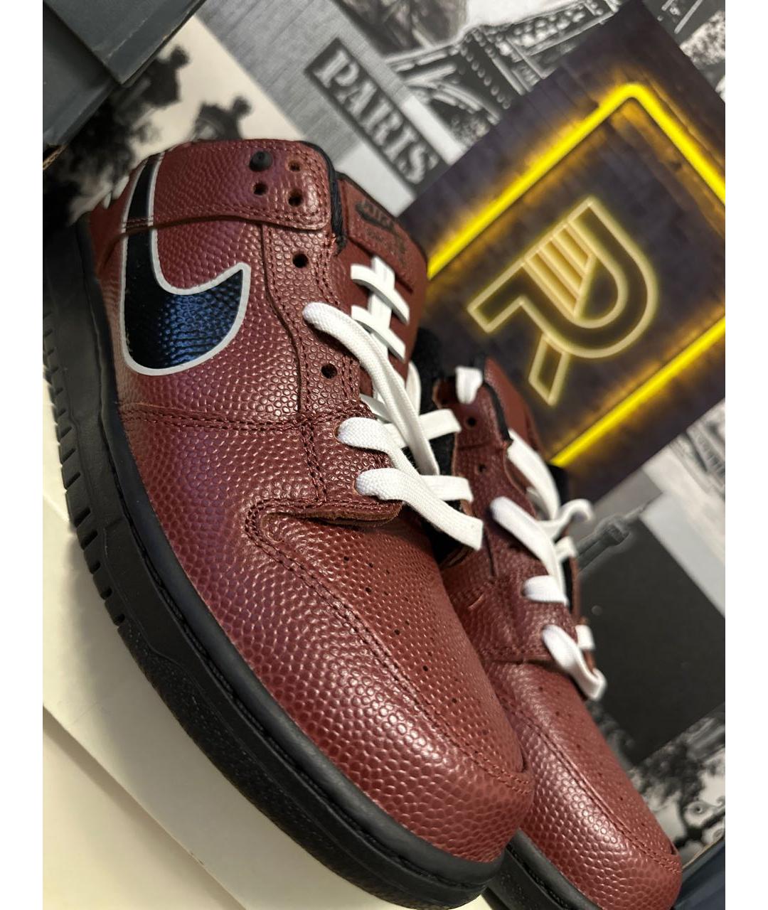 NIKE Коричневые кожаные низкие кроссовки / кеды, фото 3