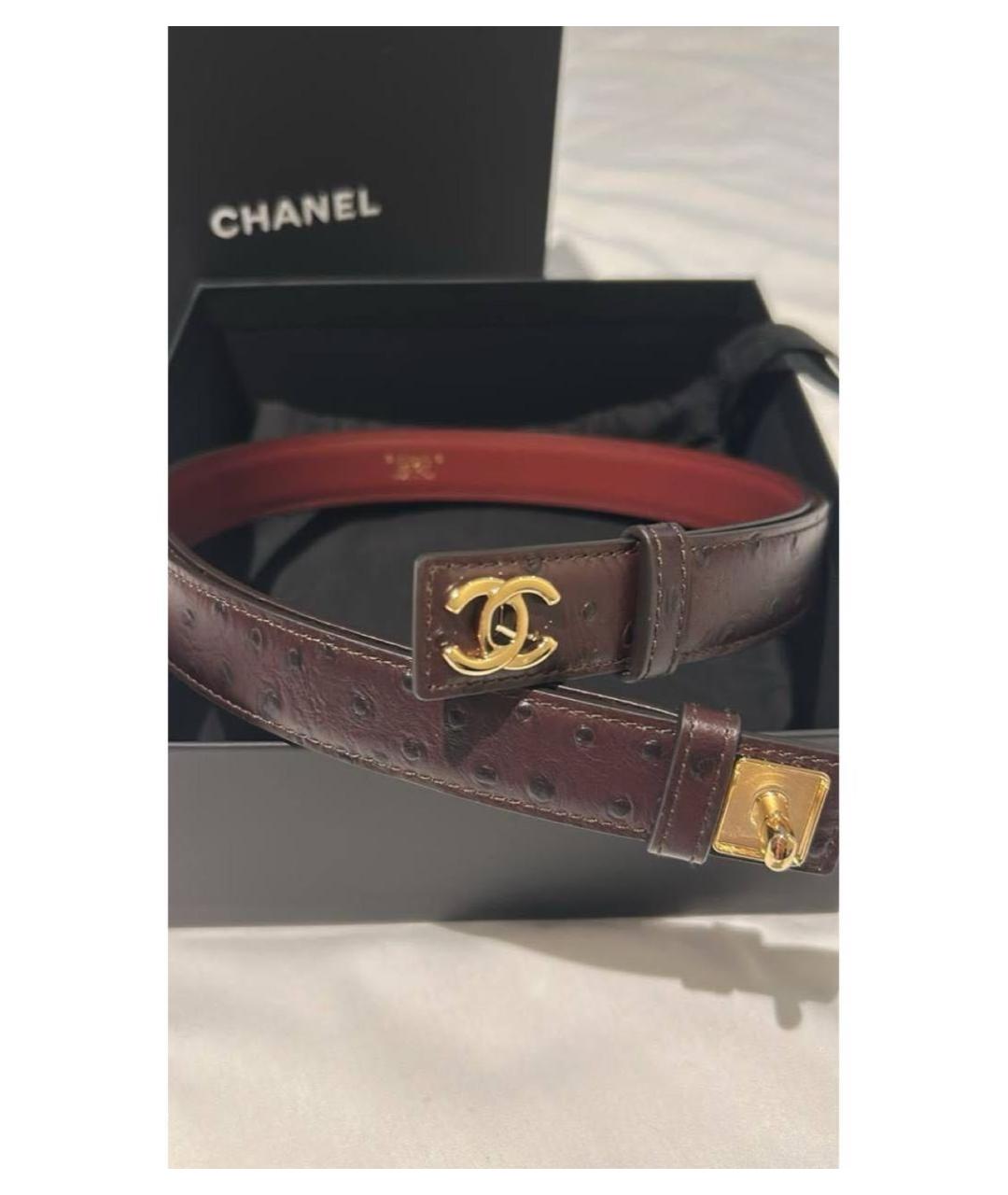 CHANEL Бордовый кожаный ремень, фото 2