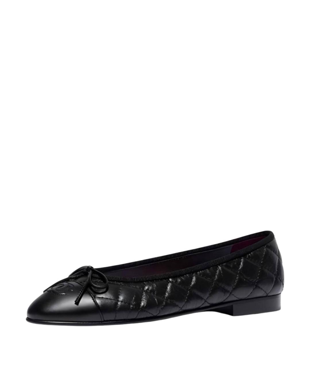 CHANEL Черные кожаные балетки, фото 5