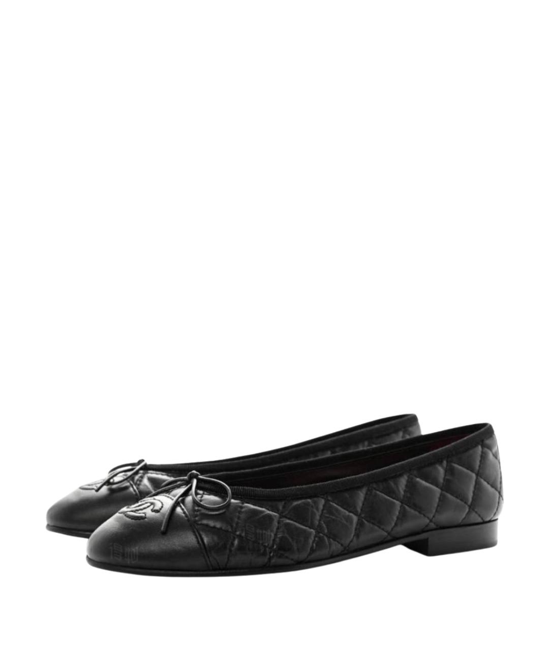 CHANEL Черные кожаные балетки, фото 4