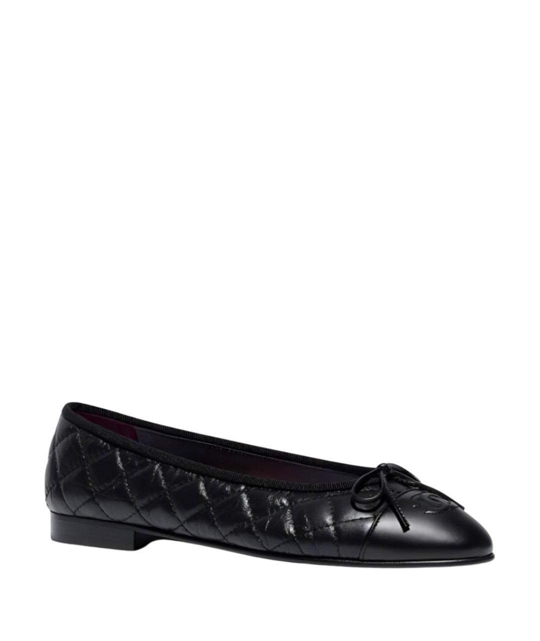 CHANEL Черные кожаные балетки, фото 3