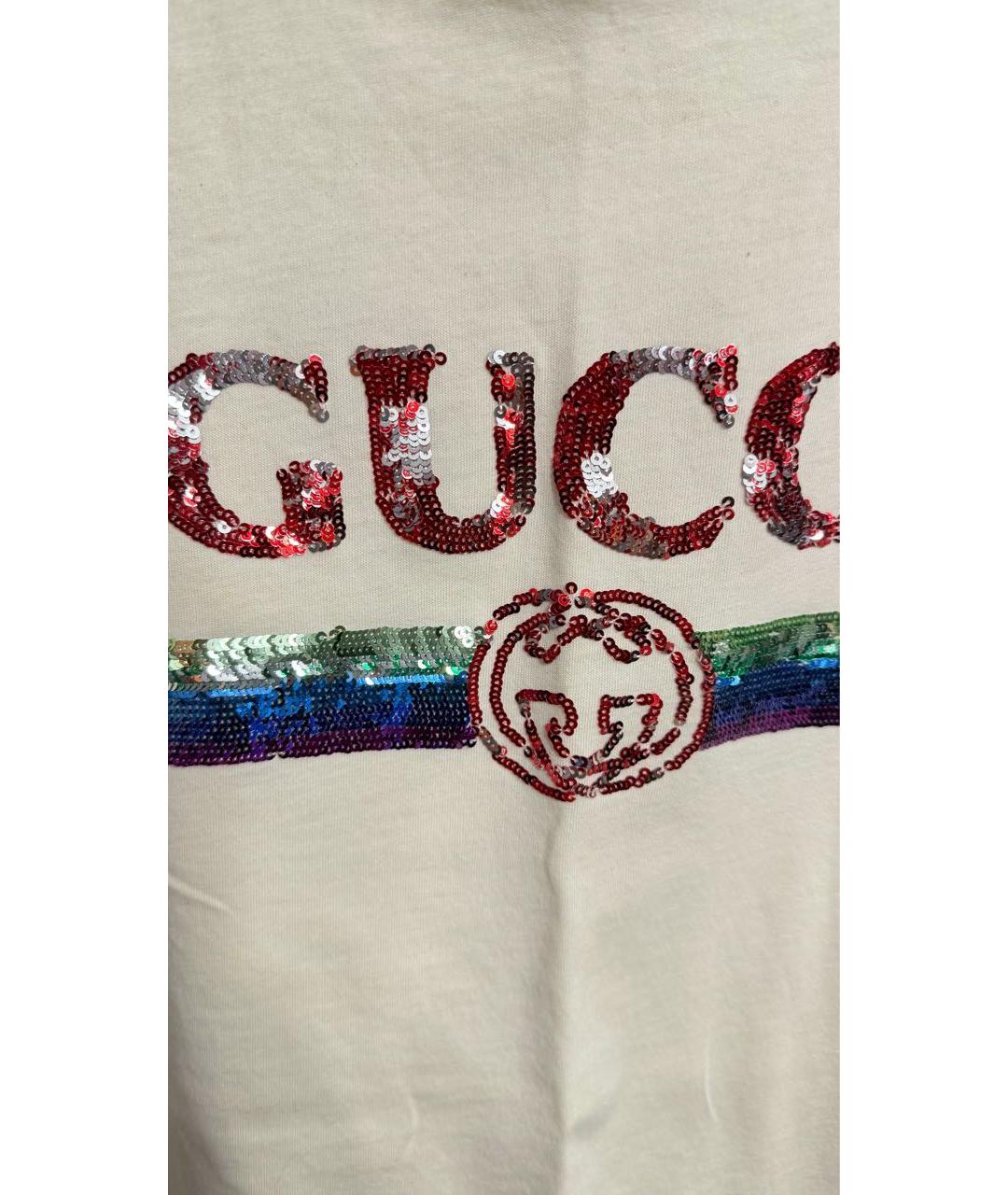 GUCCI Бежевая хлопковая футболка, фото 5