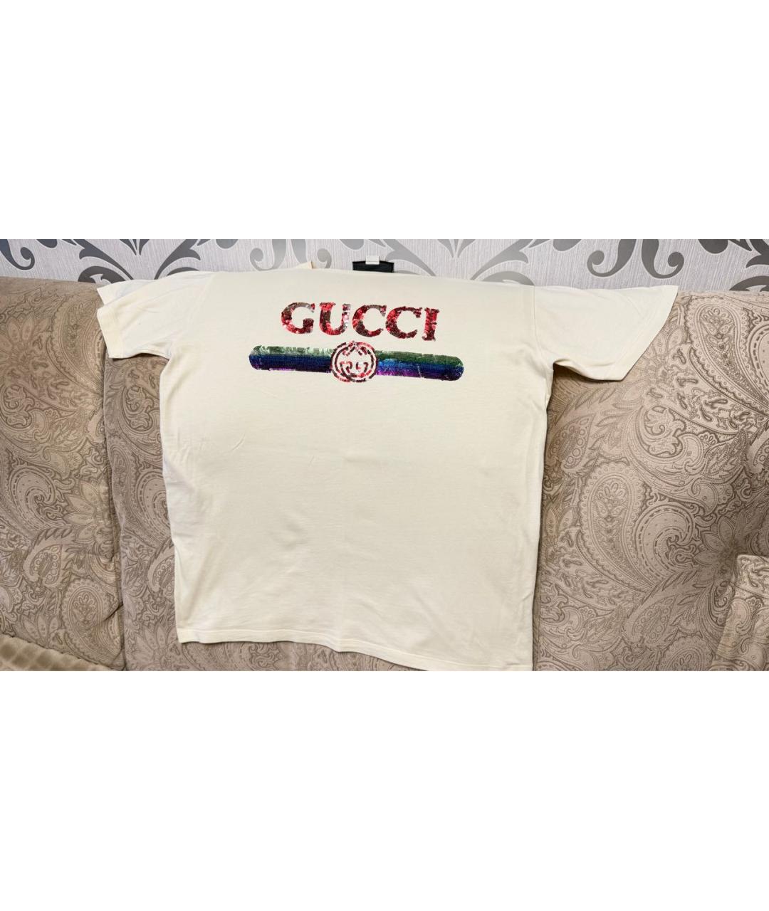 GUCCI Бежевая хлопковая футболка, фото 6