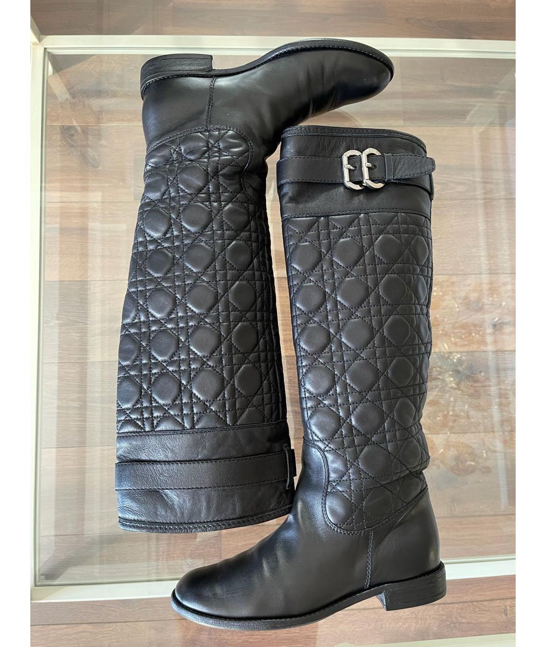 CHRISTIAN DIOR Черные кожаные сапоги, фото 4