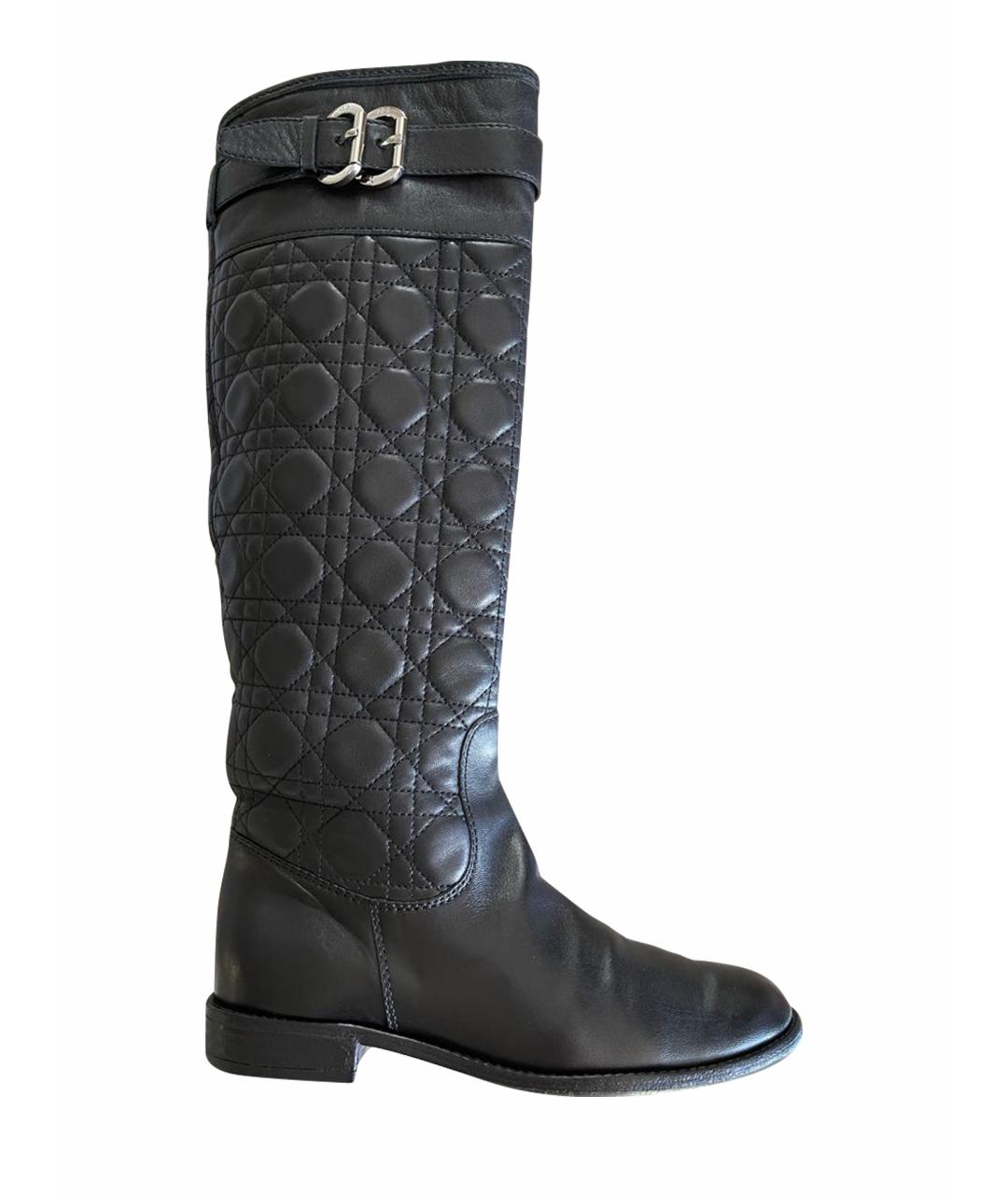 CHRISTIAN DIOR Черные кожаные сапоги, фото 1