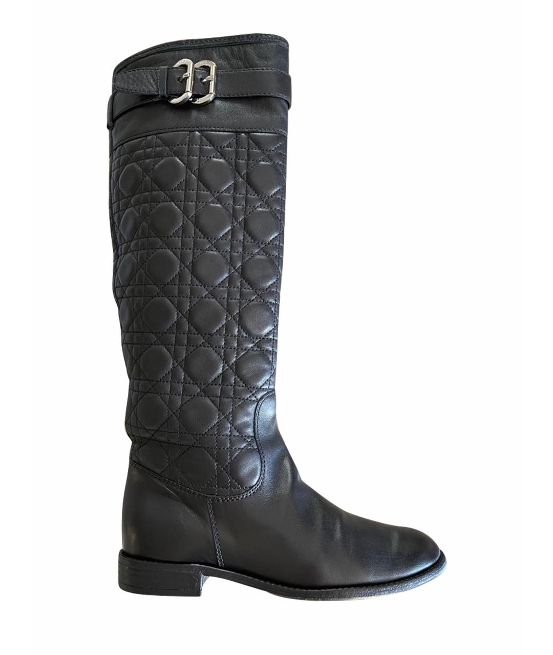 CHRISTIAN DIOR Черные кожаные сапоги, фото 9
