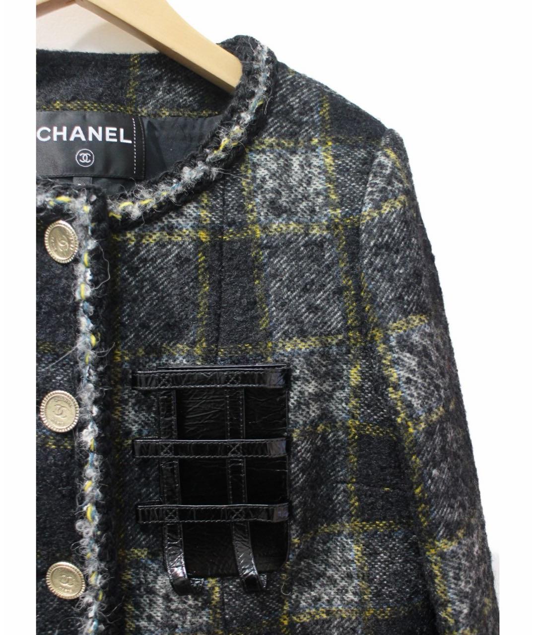 CHANEL Серый твидовый жакет/пиджак, фото 3