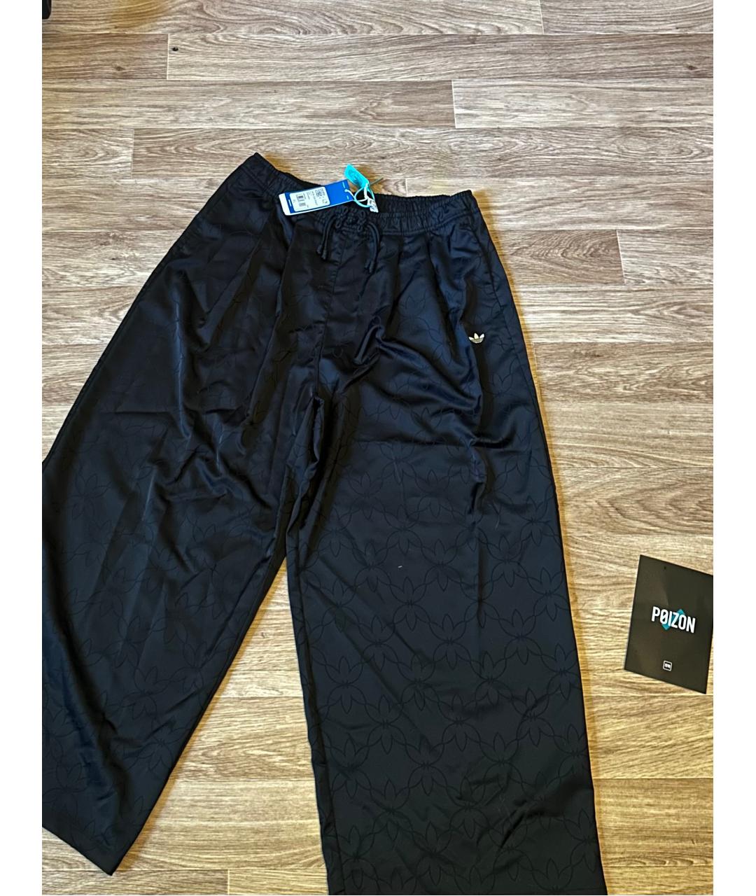 ADIDAS Черные полиэстеровые прямые брюки, фото 2