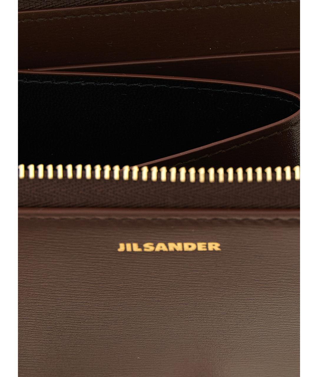 JIL SANDER Коричневый кожаный кардхолдер, фото 3