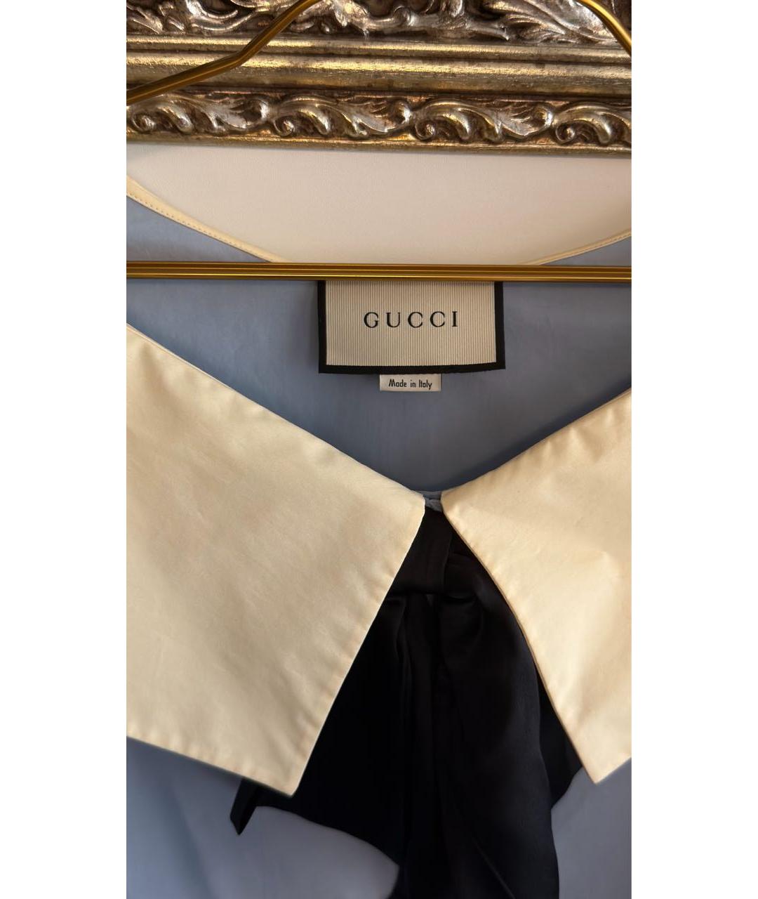 GUCCI Голубая хлопковая рубашка, фото 6