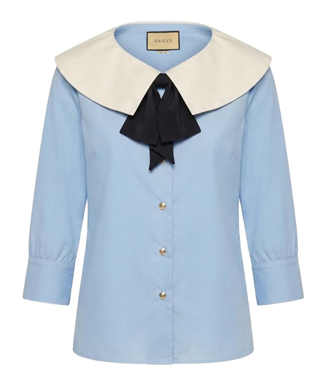 GUCCI Голубая хлопковая рубашка, фото 1