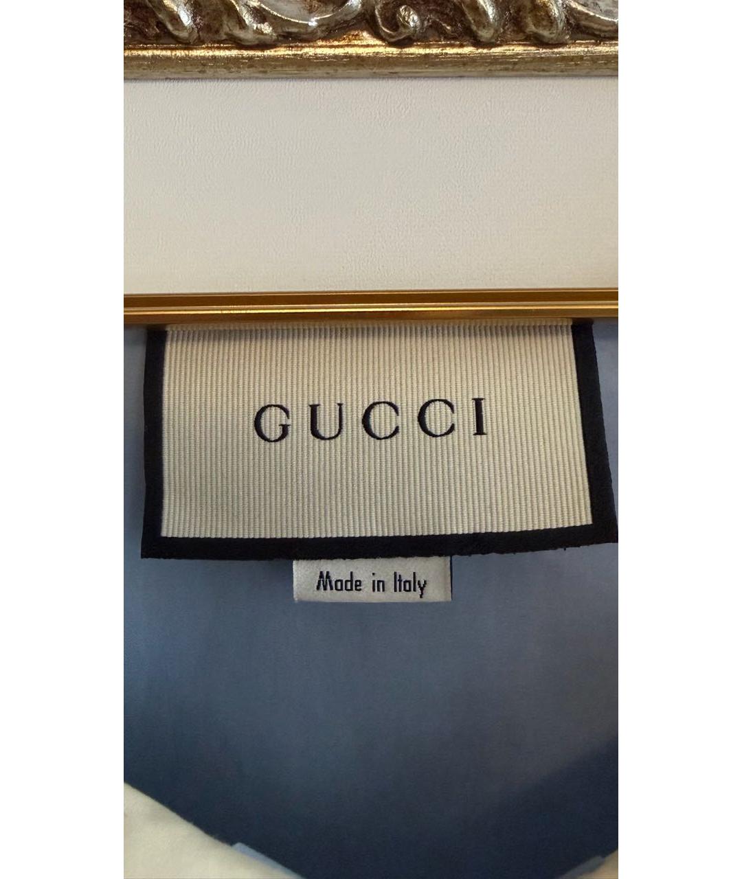 GUCCI Голубая хлопковая рубашка, фото 7