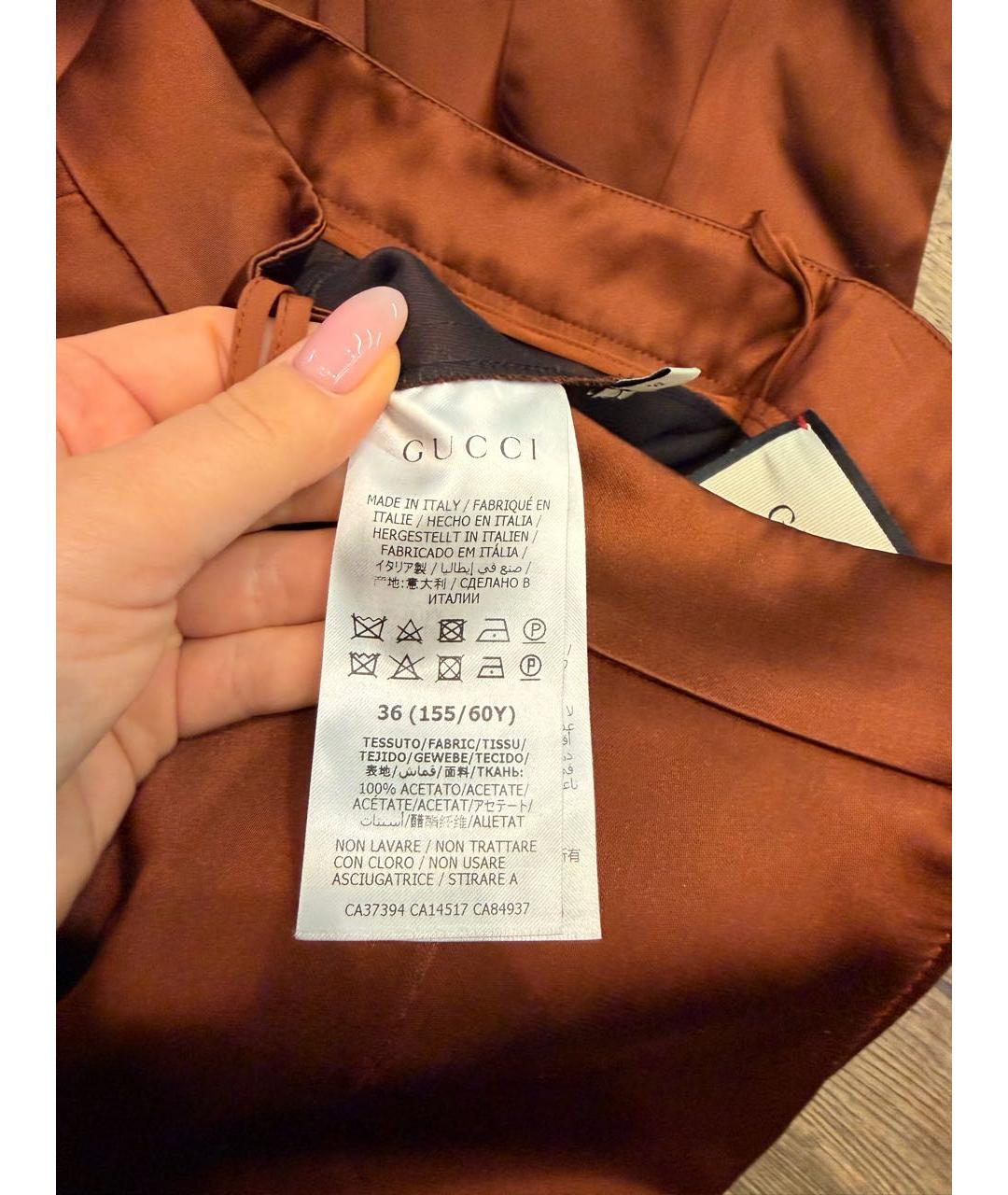 GUCCI Коричневая ацетатная юбка миди, фото 4