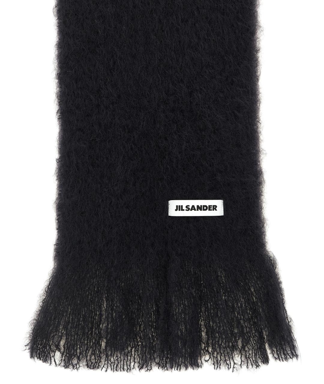 JIL SANDER Черный шерстяной шарф, фото 2