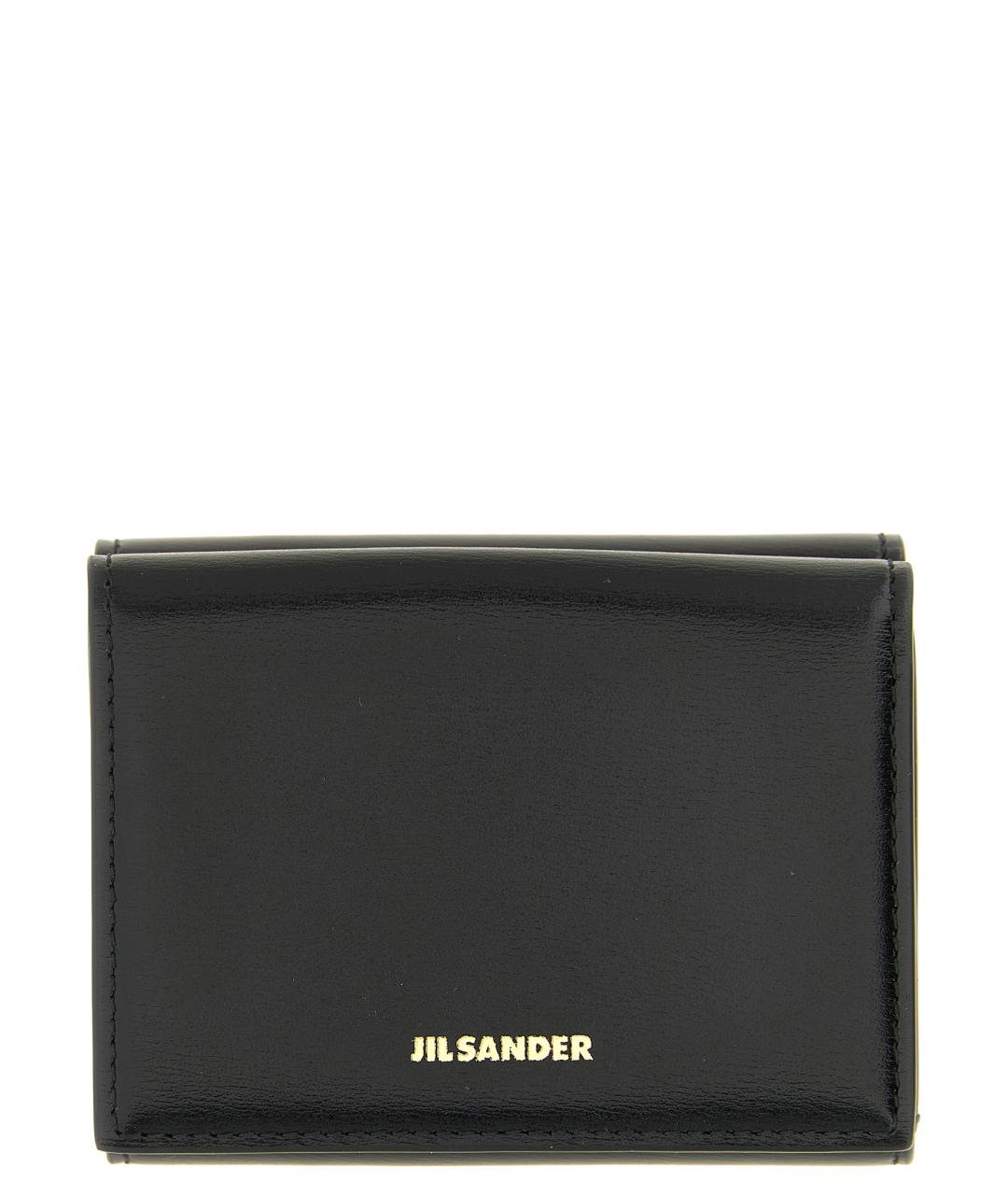 JIL SANDER Черный кожаный кошелек, фото 1