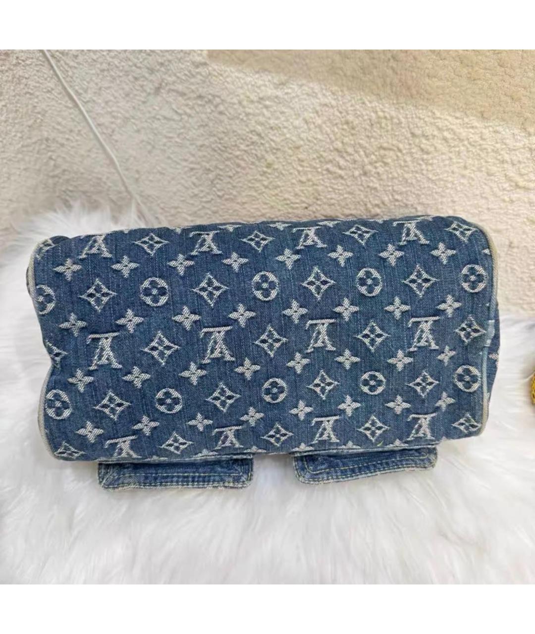 LOUIS VUITTON Голубая тканевая сумка с короткими ручками, фото 3