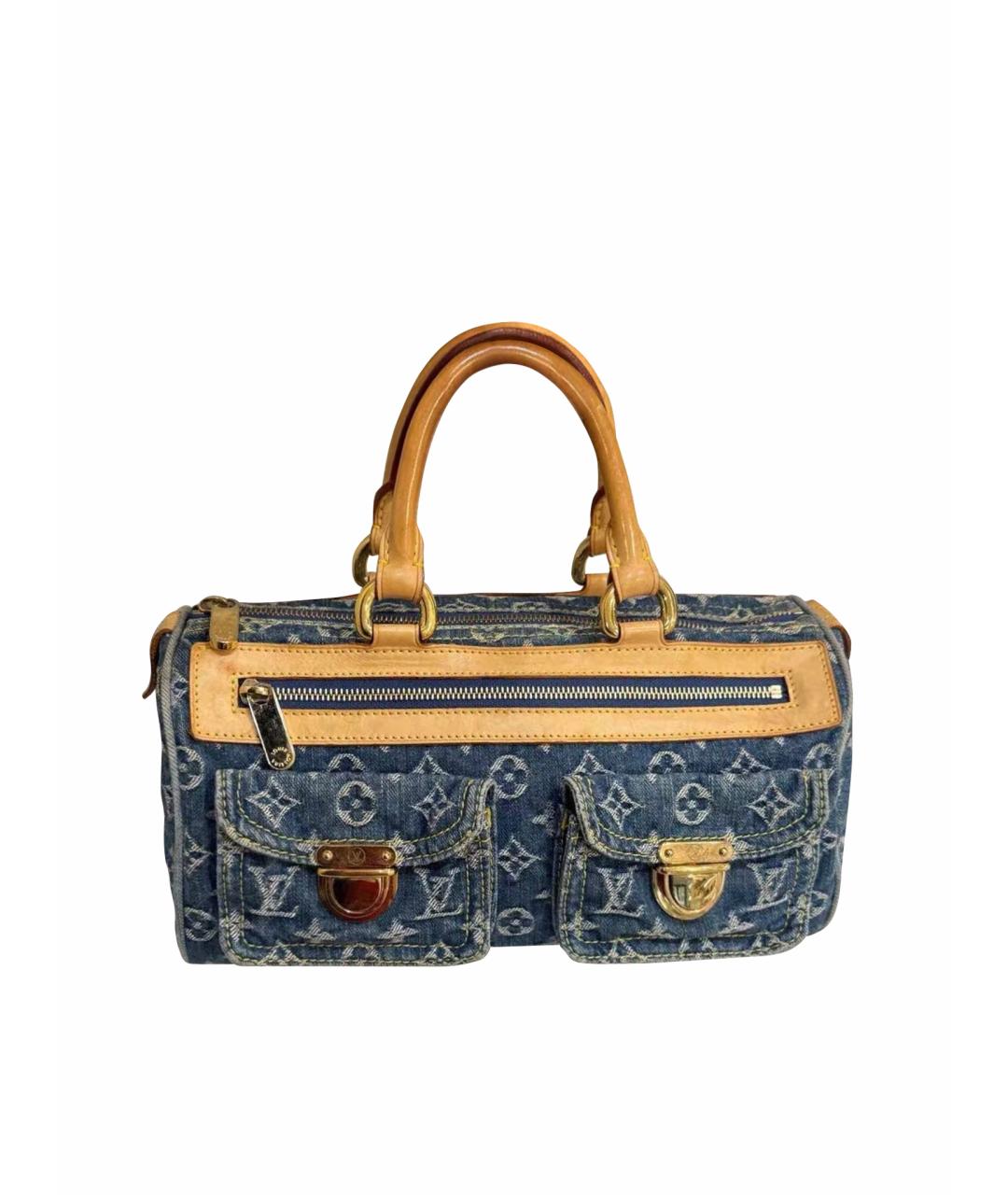 LOUIS VUITTON Голубая тканевая сумка с короткими ручками, фото 1