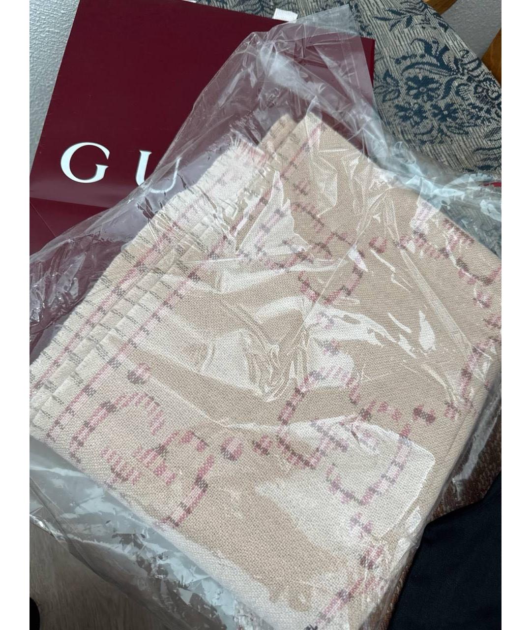 GUCCI Розовый шерстяной шарф, фото 4