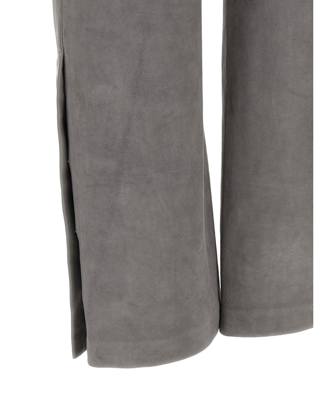 SPORTMAX Серые кожаные прямые брюки, фото 5